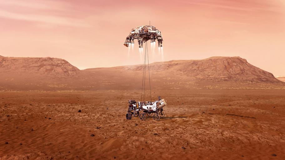 Der Mars-Rover bei der Landung