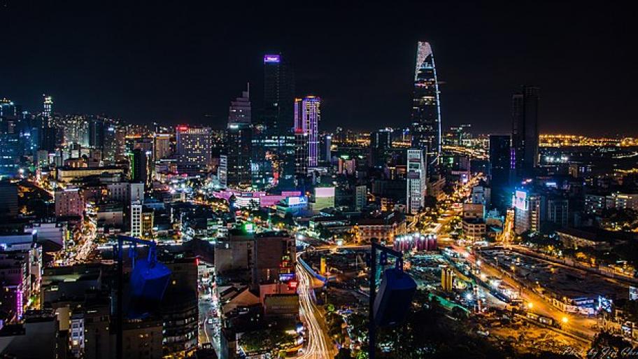 Ho Chi Minh Stadt bei Nacht