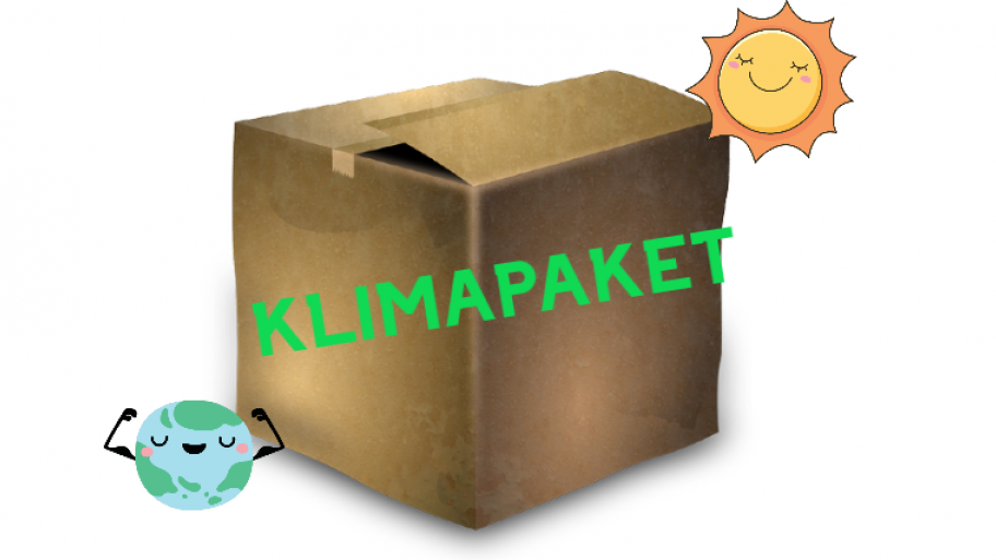 Ein Karton mit der Aufschrift Klimapaket