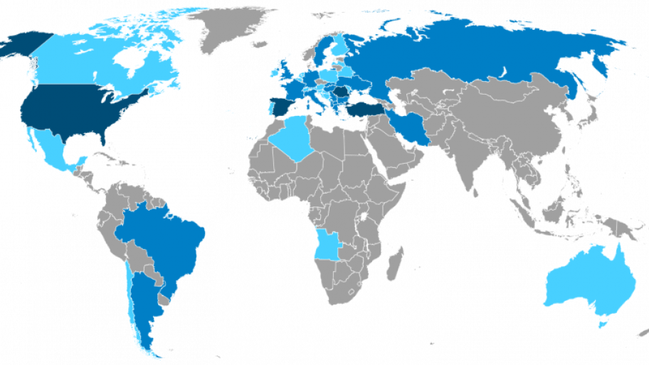  Karte der Diaspora der Roma auf der ganzen Welt