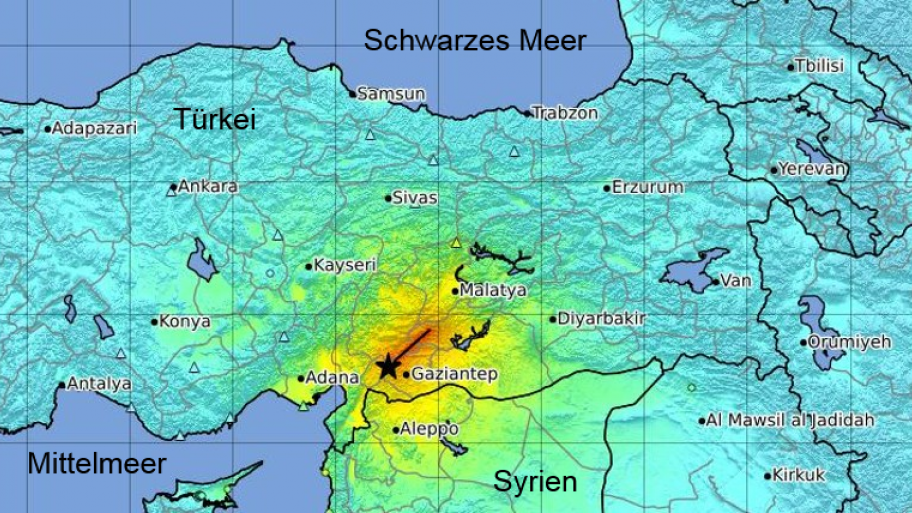 Landkarte der Türkei und Syrien