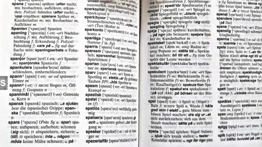 Doppelseite von Wörterbuch