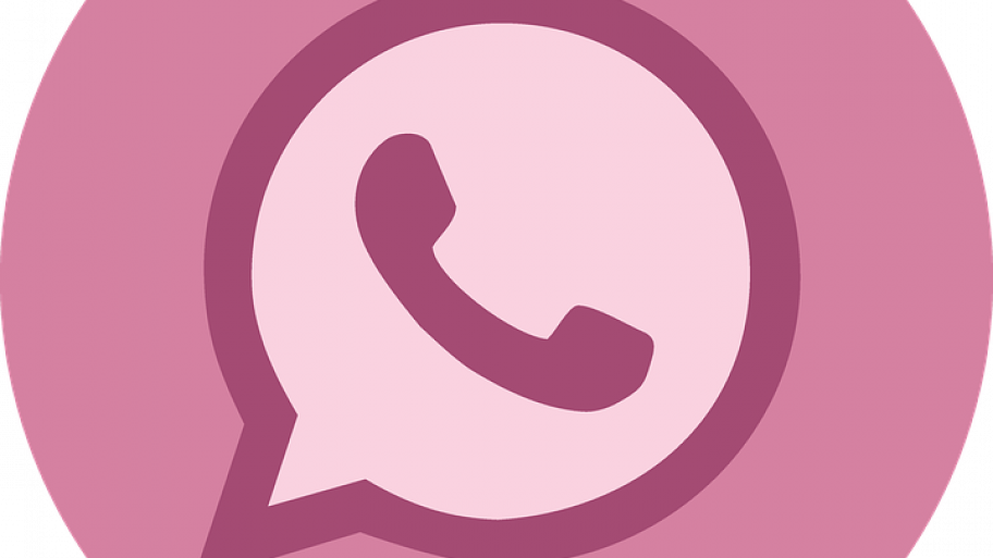 Ein pinkes Whatsapp Zeichen ist zu erkennen