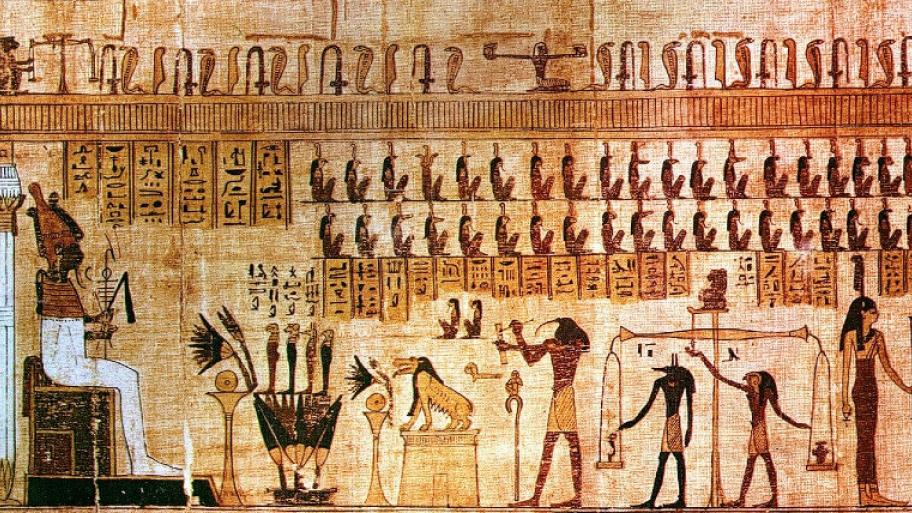 Eine ägyptische Wandmalerei auf Papyrus