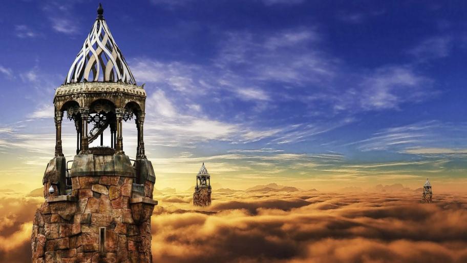 Fantasie-Burg über den Wolken 