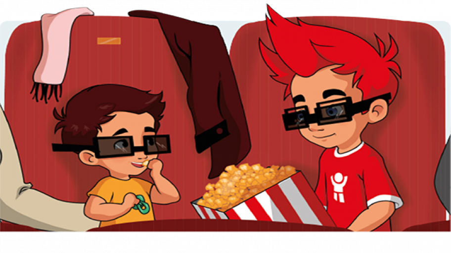 Lupe mit Popcorn 