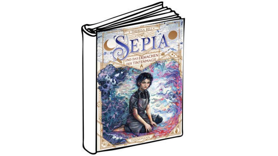 Buchcover: Mädchen mit kurzen schwarzen Haaren kniet auf dem Boden, um sie herum lila-blaue Wellen/Feuer