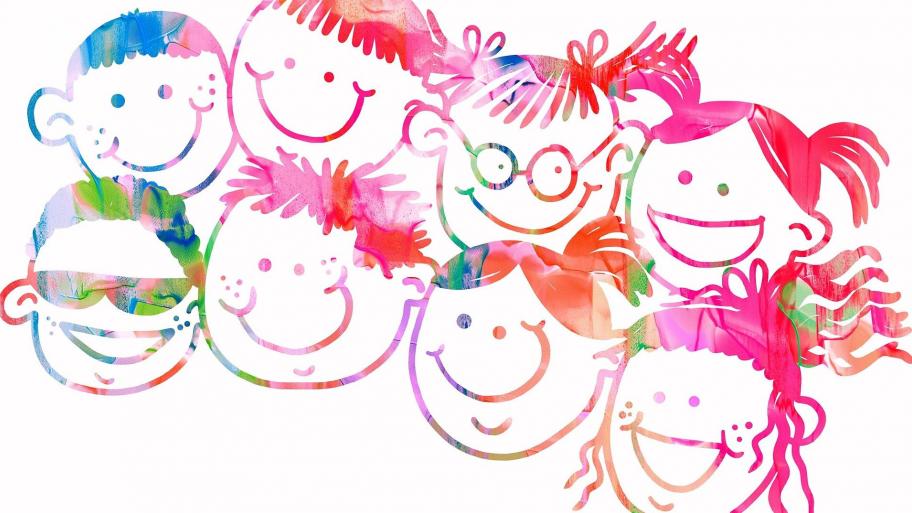 Kinder gemalt mit Wasserfarben