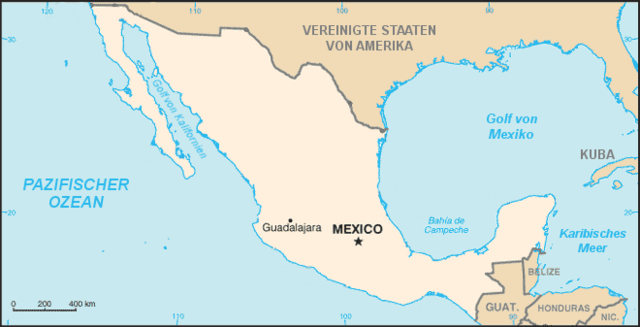 Mexiko auf der Landkarte