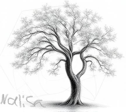 Ein mit Bleistift gezeichneter Baum.