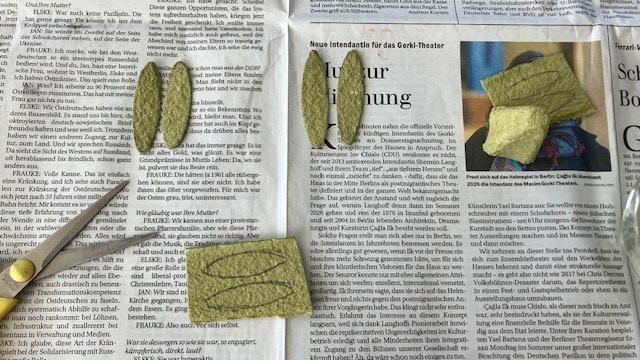 Hasenohren auf einem Eierkarton aufgezeichnet.